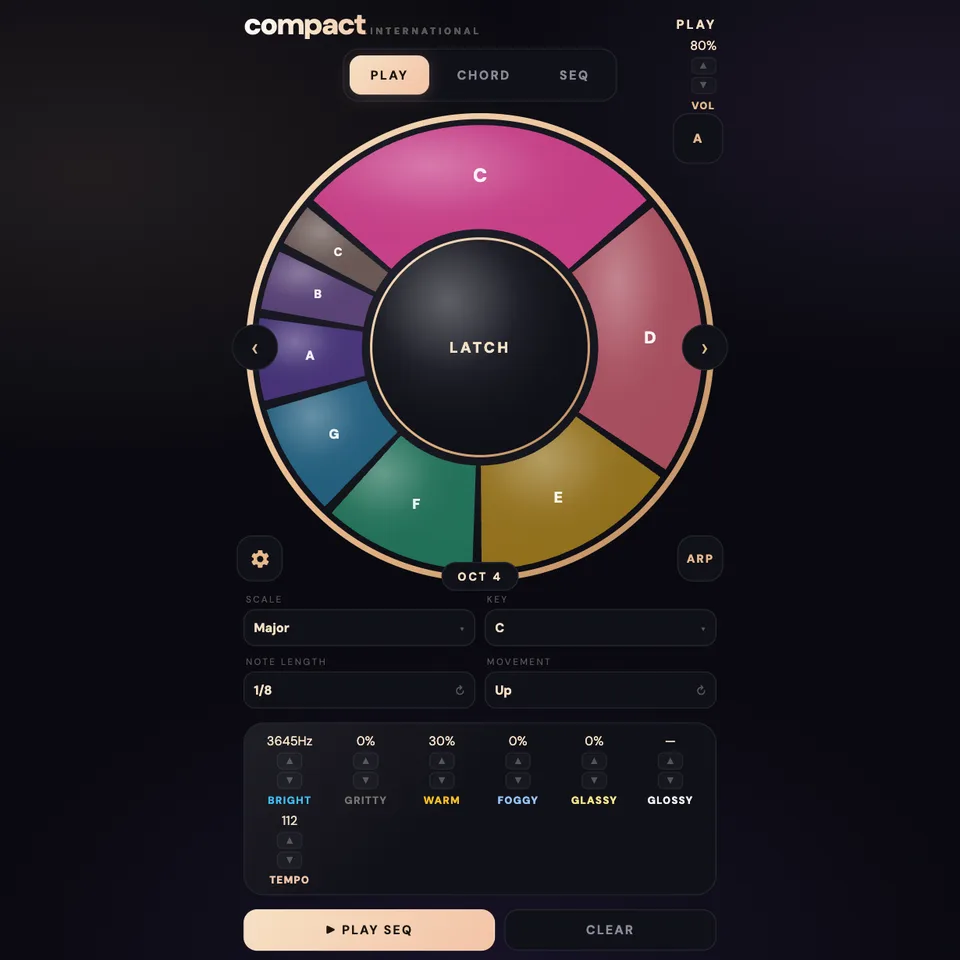 compact: a round synth with a golden ring of notes